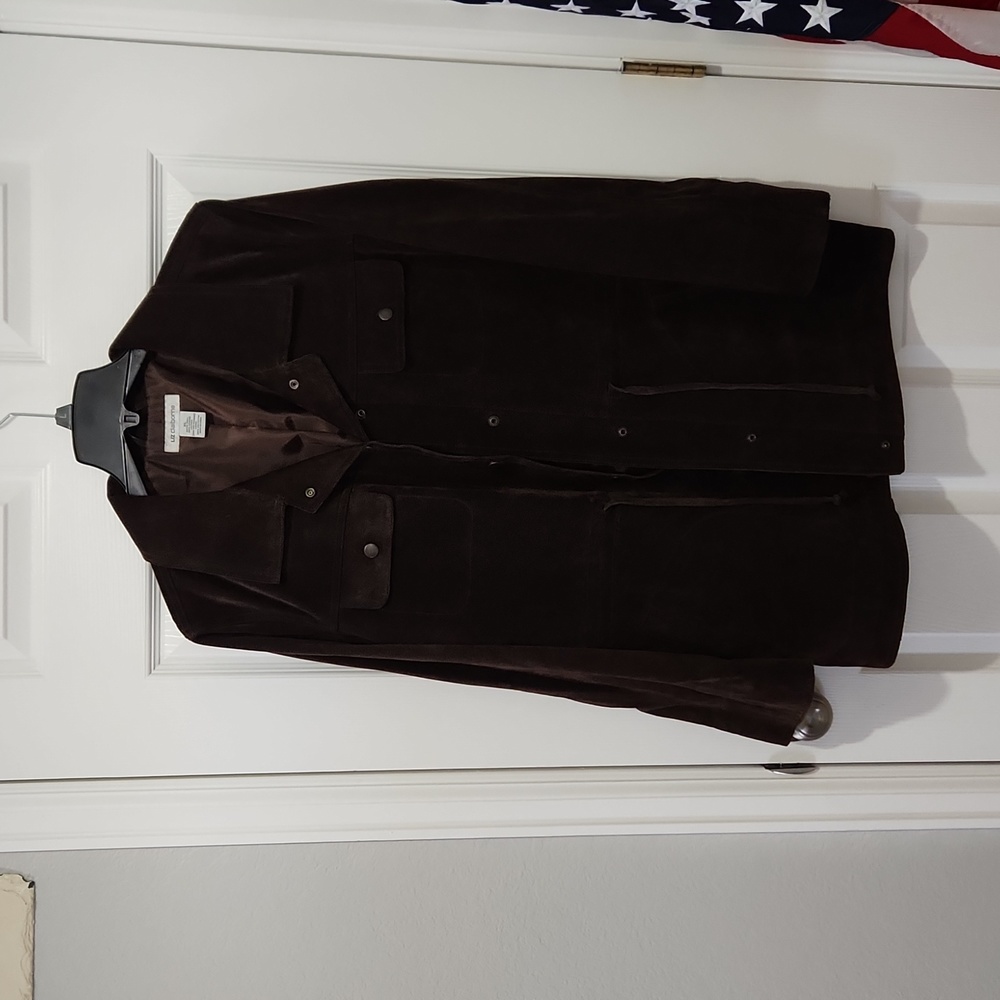 Suede leather coat